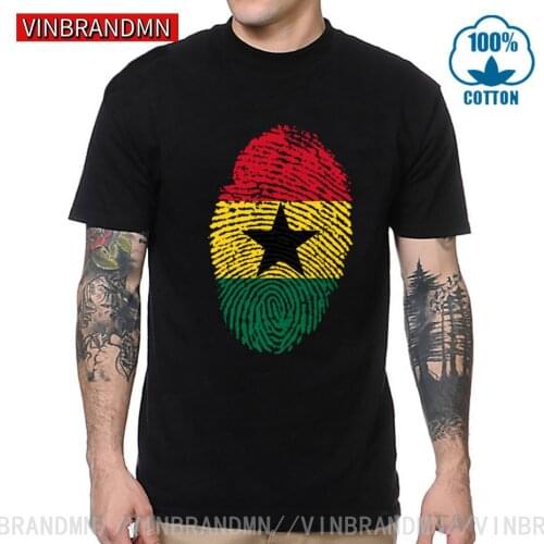 Hip Hop 2020 Fashion Brand Ghana Flag Fingerprint Cotton Mens T Shirt Retro Summer Style Graphic Tshirt Simple Homewear Clothes