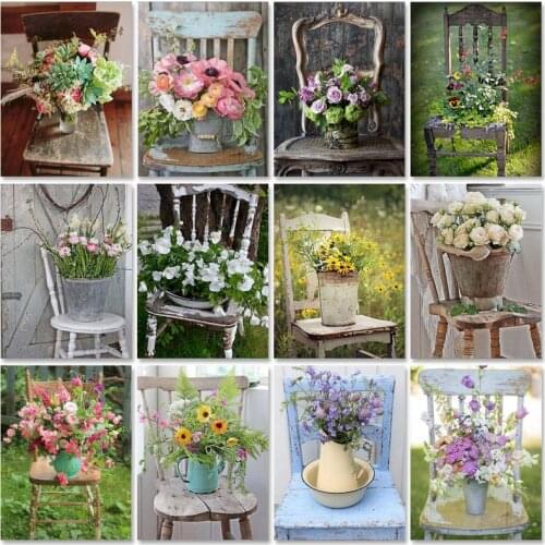 GATYZTORY Framed Paint By Numbers For Adults Pictures Flower On Canvas Digital Coloring Drawing Oil Paintings By Number Home Dec