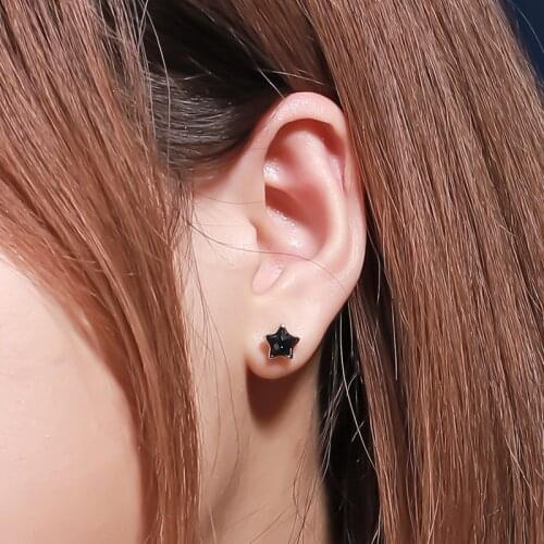 GorGor Stud Earrings Women 925 Sterling Pattern Five-pointed Star Purple Sandstone Exquisite Engagement Romantic Jewelry E471