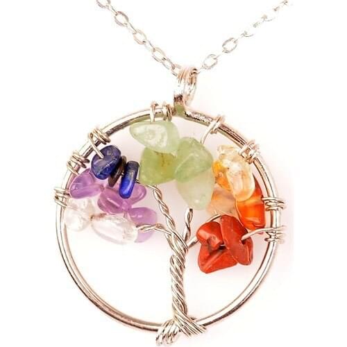 Stone Boxes Of Chakra Tree of Life Pendant, Necklace, Women Accessory