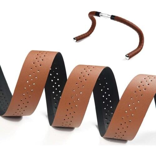 Bicycle Handlebar Tape MTB Road Bike PU Leather Perforated Belt Breathable Bike Handle Bar Wrap Straps Fixed Gear Belt BC0143