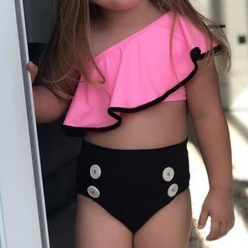 Summer Swimsuit Toddler Kids Baby Girls Bikini 2019 Swimwear Swimming Bikini Bathing Suit One Shoulder