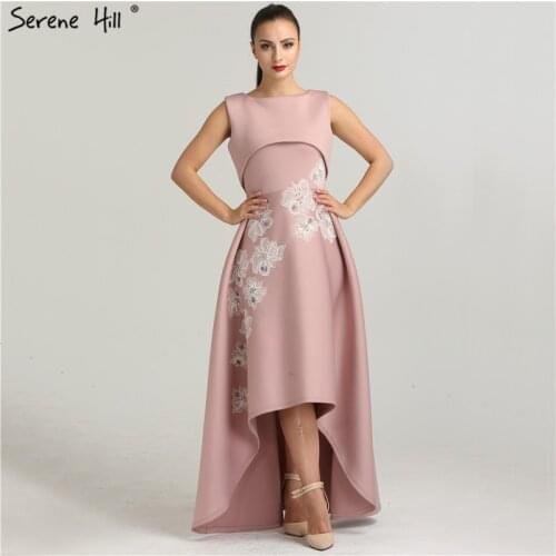 Sleeveless Appliques Crystal Fashion Evening Dress Asymmetrical Sexy Women Formal Evening Gowns 2020 Serene Hill QA8013