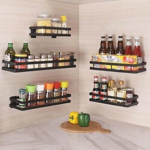 Special price no hole kitchen shelf wall mounted seasoning rack oil, salt, sauce and vinegar seasoning bottle wall storage rack