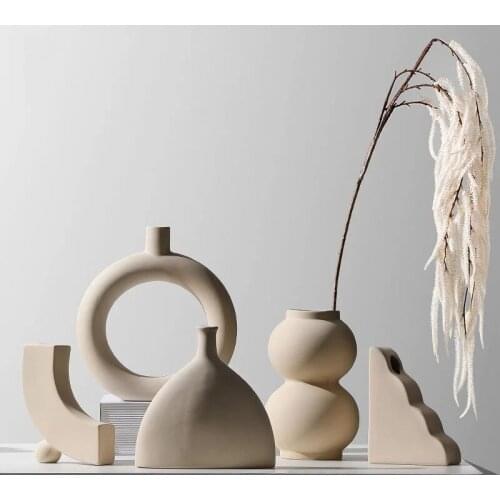 Nordic Style Light Luxury Small Ceramic Vases Flower Arrangement Desktop Gifts Decoration Ornaments Home Decoration Accessories