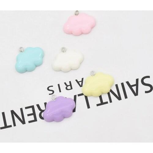 BULK 20 Resin Cloud Charms Flatbacks Jewelry Supplies Kawaii Fluffy Cloud Charms Cloud Pendants Keychain Accessories 2.4*1.7cm