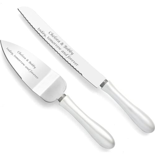Personalized Pearl white Wedding Cake Serving Set wedding knife pizza knife