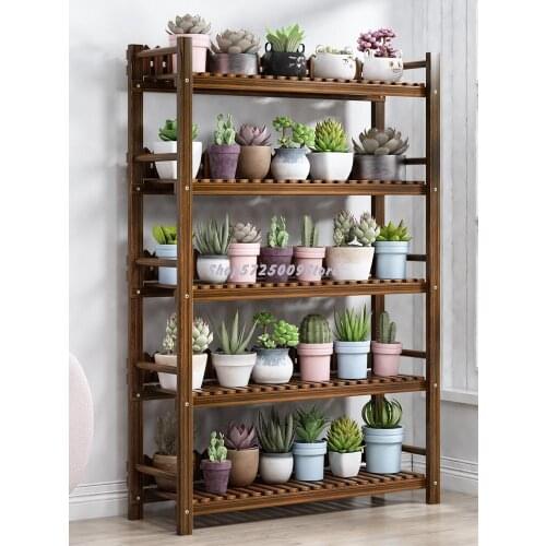 Flower stand shelf balcony solid wood succulent indoor and outdoor decoration and layout living room floor multi-layer flower po