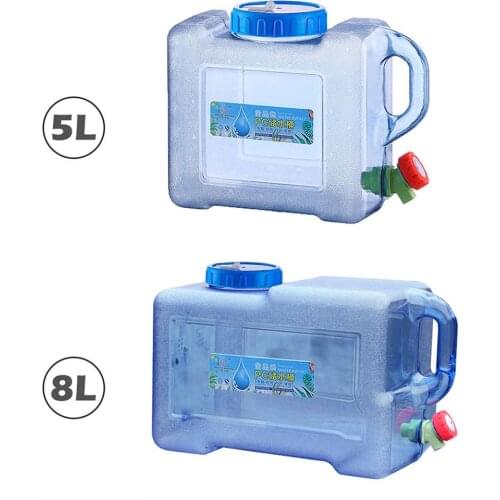 5/8L Car Portable Handheld Water Container PC Outdoor Self-Driving Tour With Faucet Camping Square Barrel Plastic Storage Bucket