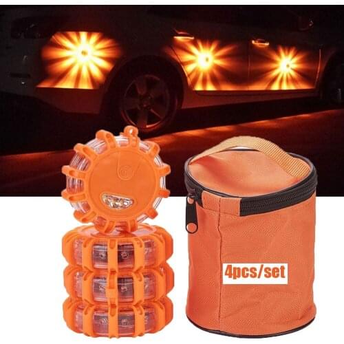 Portable LED Car Strobe Warning Light Flashlight Emergency Road Rescue Safety Flashing Lights 4pcs/set Car Roadside Beacon Lamp