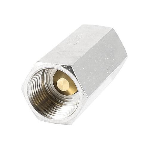 Silver Tone 19mm 1/2PT Female Thread Solid Brass Straight One Way Check Valve