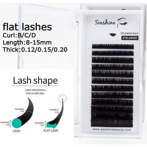 Seashine Soft Ellipse Lashes Extensions Handmade Lashes 8-15mm Korean Silk Eyelashes Cashmere Eye Lash Flat Lashes