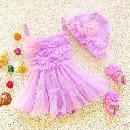 Sexy Lace Swimwear Solid Swimming Dress For Girls Solid Swimsuit For Swimming Kids Bathing Suits Girls One Piece Swimsuits Solid