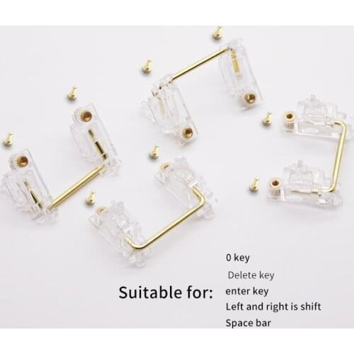 Free shipping Chosfox PCB Stabilizers Satellite Axis Screw-in Transparent Gold-Plated 6.25u 2u for Custom Mechanical Keyboards