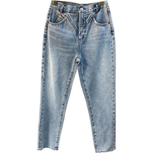 Light Long Pant Women Women Jeans Pants 2021 Spring and Summer Trousers Washed