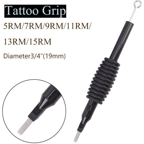 10pcs Tattoo Grip With Needles 19mm 5/7/9/11/13/15RM Black Disposable Sterilized Tattoo Needles Tattoo Gun Grip Supplies
