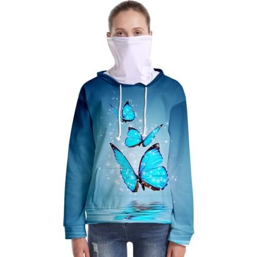 New Fashion 3D Butterfly Hoodies Sweatshirt Long Sleeve Women/men Hip Hop Streetwear Pullover Hooded Tops with Headscarf Sets
