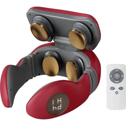 Remote Neck Massager With Heat Electric LCD Display Cervical Vertebra Shoulder TENS Massage Pain Relief Relaxation Health Care