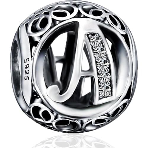 Authentic Letter Charm Beads 925 Sterling Silver Fit Charms Silver 925 Original Bracelets Beads For Jewelry Making DIY