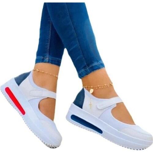 New Products Womens Shoes Summer Women Flats Large Size Shallow Mouth Velcro Flat Shoes Women Color Matching Round Head