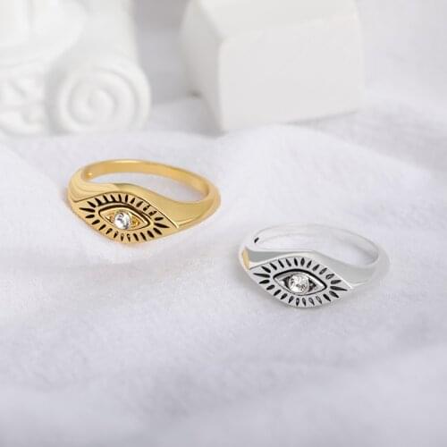 Zirconia Eye Punk Rings For Women Goth Hip Hop Creative Vintage Rings Charms Couple Handmade Jewelry Aesthetic Gifts For Friends