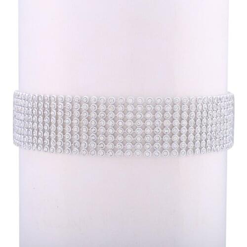 Women Bundle Neck Element Necklace Extra Wide Full Rhinestone Diamante Crystal Jewelry Choker Collar Wedding Accessories