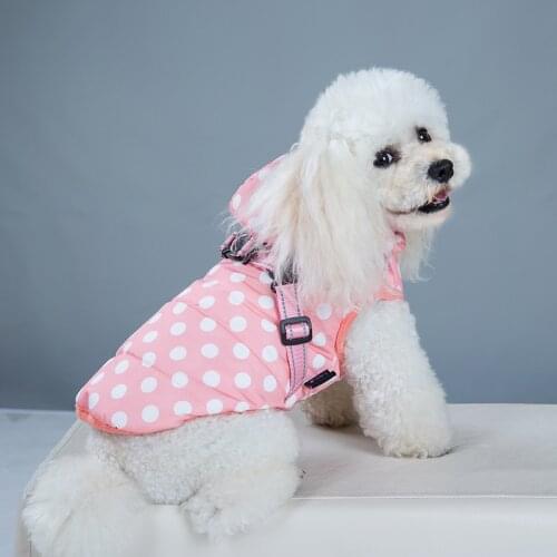 Winter Reflective Dog Coat Pet Warm Hooded Dot design Vest Waterproof Dog Clothing Vest For Small Medium Large Dogs
