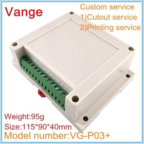 1pcs/lot guide rail outlet box 115*90*40mm ABS plastic enclosures housing shell with terminal block for PCB device