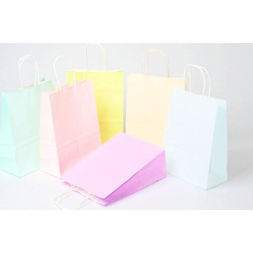 10/30/50pcs Candy color paper bag with handles Festival gift bag shopping kraft packing bag