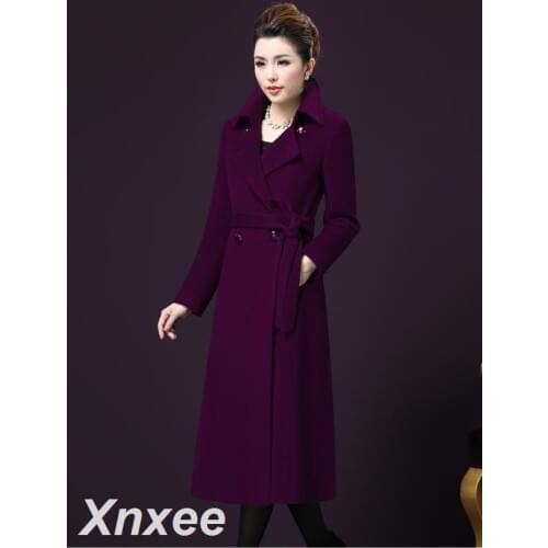 5XL Plus size Autumn Winter Wool Coat Womens Cashmere Woolen Coats 2019 Xnxee New top quality Outerwear Long femme hiver