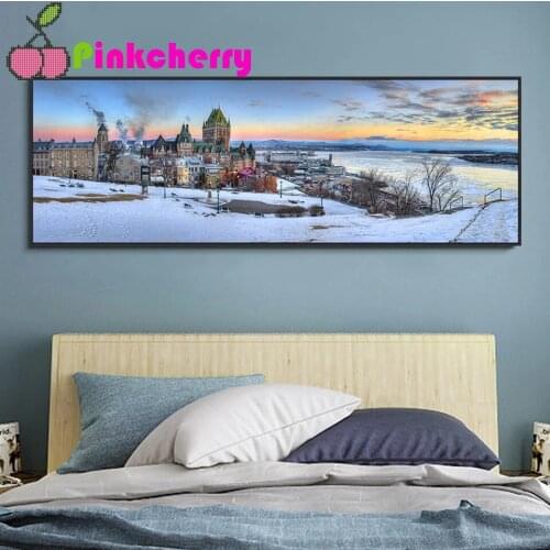 Quebec Ice Hotel DIY 5D Diamond Painting Full Round Resin Mosaic snow Landscape Diamond Embroidery Picture large size k1160