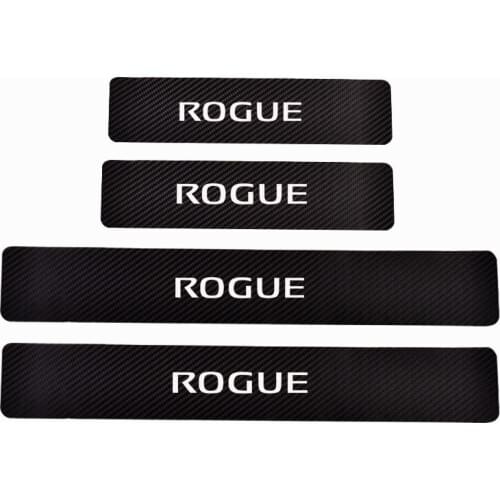 Car Accessories Car Door Sills For Nissan Rogue Door Threshold Plate Door Sill Scuff Plate Carbon Fiber Pu leather 4Pcs
