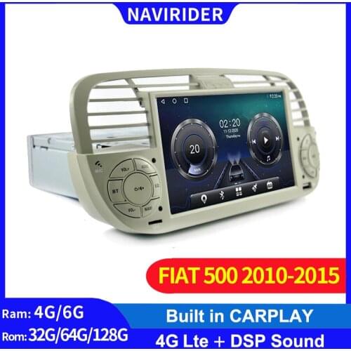 128GB Rom 2 Din FOR FIAT 500 2013 2012 Android 10 Car Multimedia Video Player RadioGPS Buit In DSP Carplay 4G Lte Head Unit