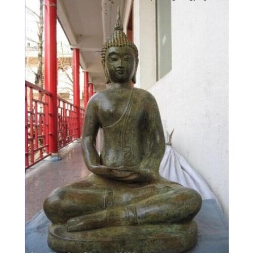 Free shipping lion statue S0151 17"Temple Buddhism worship Bronze Copper Thailand Amulets Buddha Statue bronze