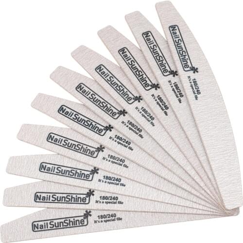 10Pcs/lot Wooden Nail Files 180/240 Nail Buffer For Manicure Grey Boat Thick Sandpaper Sanding File Emery Board Limas Salon Tool