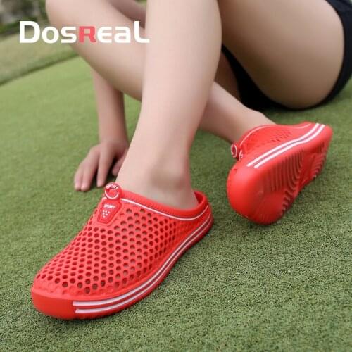 DOSREAL 2021 Women Shoes Beach Slippers Unisex Hollow Out Casual Couple Beach Sandal Flip Flops Shoes Non-slide Mens Slippers