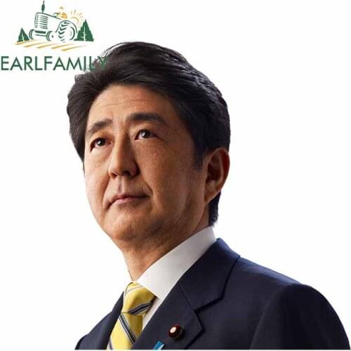 EARLFAMILY 13cm x 12.1cm for Shinzo Abe Vinyl Car Stickers Waterproof Anime Personality Window Decal Scratch-proof Decoration
