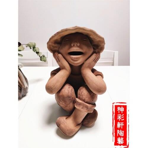 Hand-made pottery figure, creative clay figure, clay doll figure, ceramic doll, clay figurine