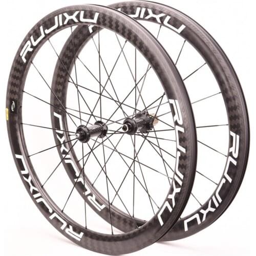 RUJIXU 700C carbon fiber road bicycle wheel straight pull low resistance ceramic Palin 26mm wide Clincher 700c wheel set