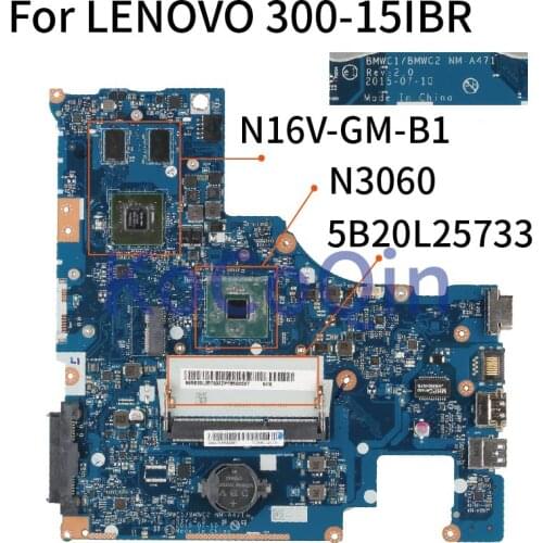 KoCoQin Laptop motherboard For LENOVO 300-15IBR Core N3060 N16V-GM-B1 DDR3 Mainboard Tested 100