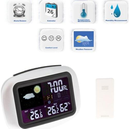 LCD Backlight Weather StationDigital Wireless Sensor Thermometer Hygrometer Indoor/Outdoor Clock Temperature Hygrometer Wireless