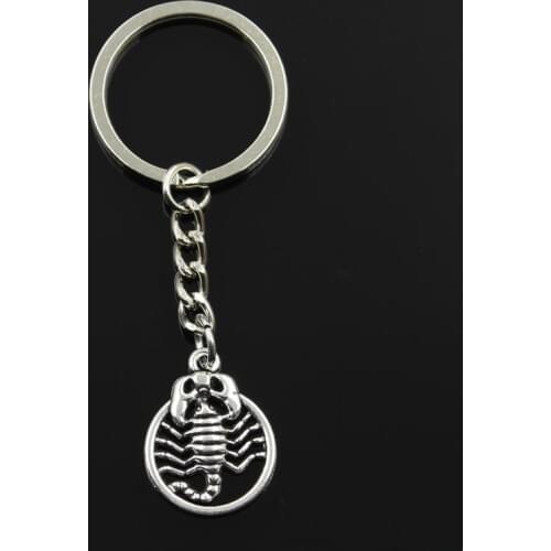 Fashion 30mm Key Ring Metal Key Chain Keychain Jewelry Antique Silver Color Plated Scorpion Scorpio Zodiac 26x19mm Pendant