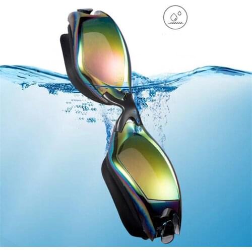 2021 New Professional Swimming Goggles Swimming Glasses with Earplugs Nose Clip Electroplate Waterproof Silicone Glasses Adluts