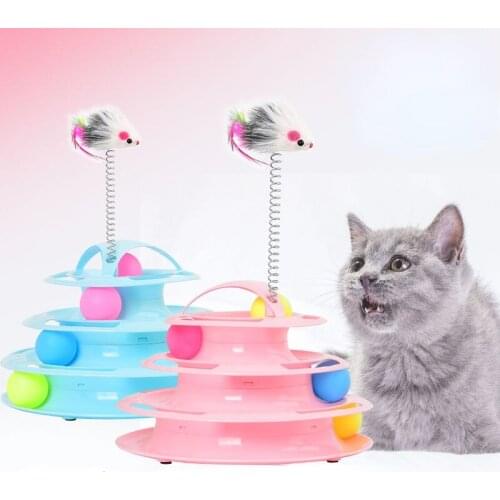 New cat toy turntable ball 4 layer game track board cat accessories interactive toy cat indoor pet toy kitten trailer