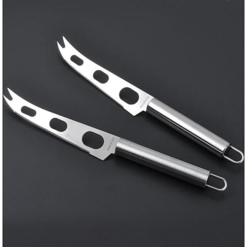 Stainless Steel Cheese Knife With Long Handle Fork Tip Butter Knives Household Easy To Clean Kitchen Tools LX4394