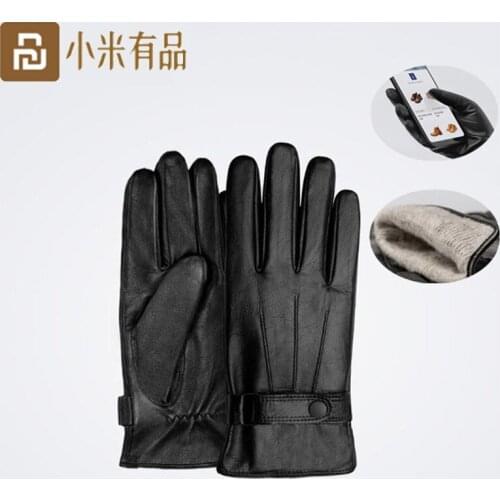 Qimian Lambskin Touch Screen Gloves YouPin Spanish Raw Winter Autumn Thicken Warm unisex for driving,moto,fishing Gloves For Men