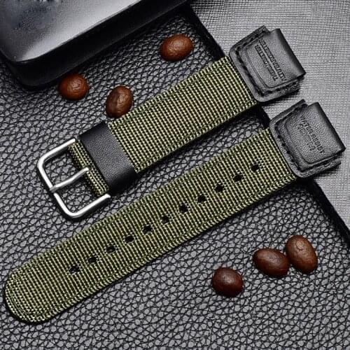 Rubber Nylon Watchband for Casio AE-120WH SGW-300H SGW-400H Stainless Steel Buckle Sport Waterproof Strap Band Watch Accessories