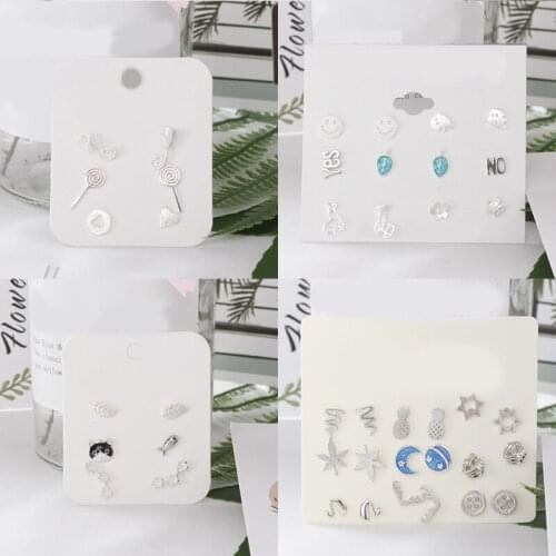 925 Sterling Silver Pin Beautiful Solid Color Star Moon Black and White Ring Earrings,Christmas Gift To Add Charm, New Year Gift