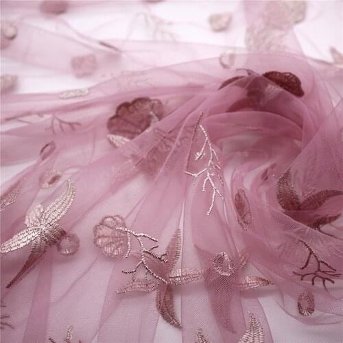 1 Yard Star Mesh Fabric Ocean Starfish Coral Embroidery Lace Fabric Material Wedding Dress Clothes Patchwork DIY 130cm Width