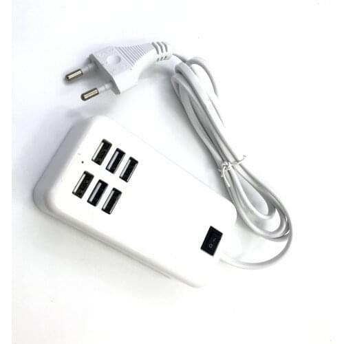 Newest 6 Port Portable USB Hub Desktop Wall Charger AC Power Adapter EU Plug Slots Charging Extension Socket Outlet With Switch